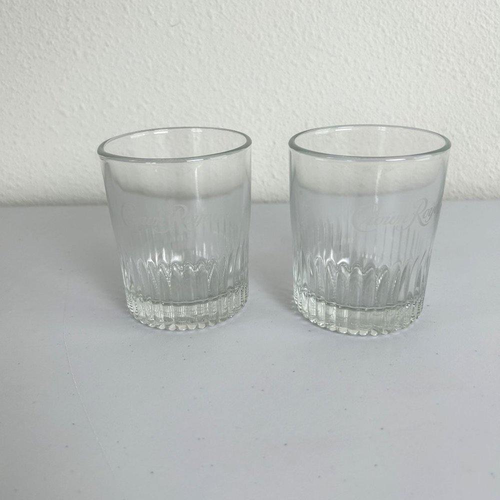 Crown Royal Whiskey Lowball Glasses Embossed Set of 2 Barware